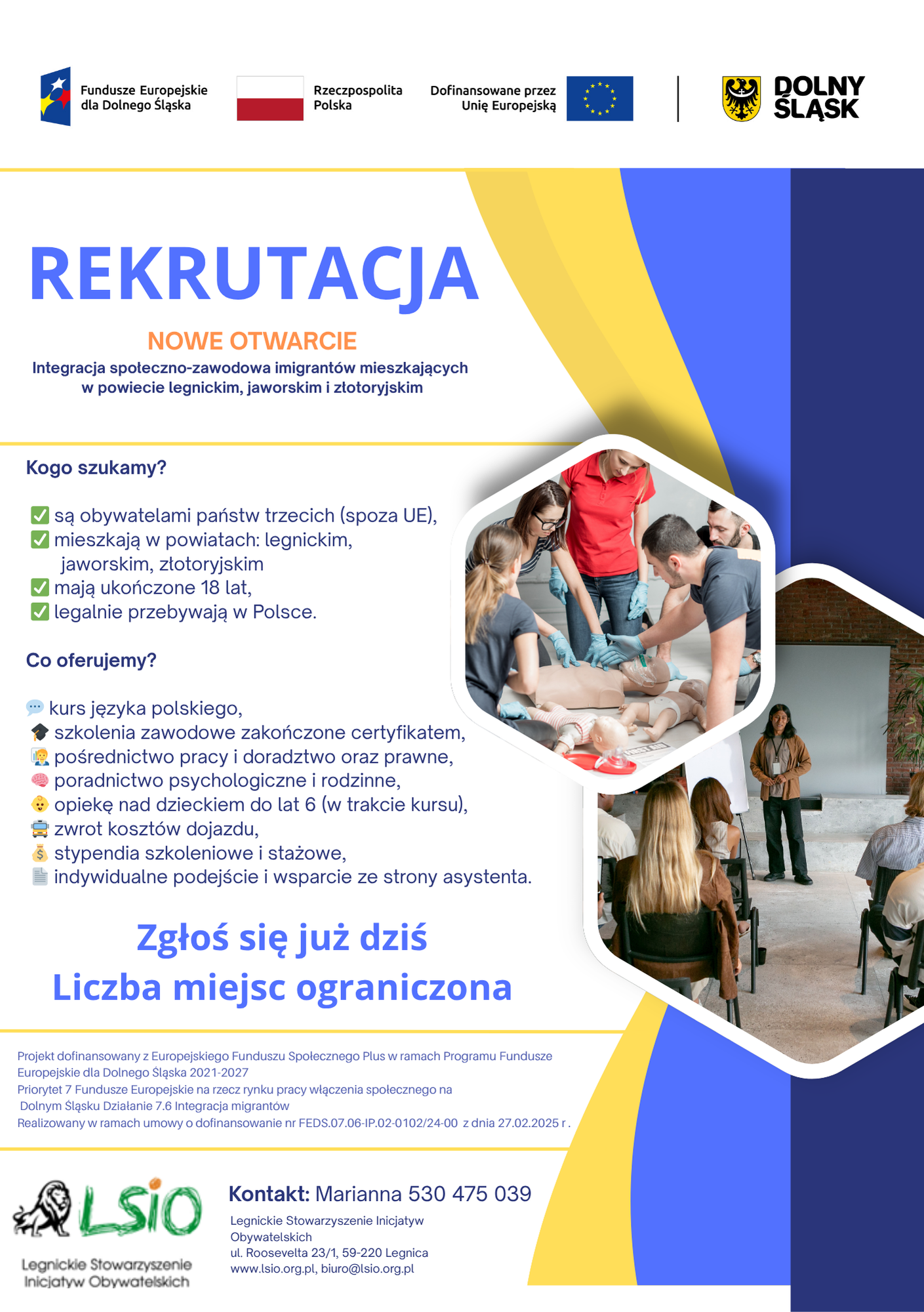 Zdjęcie artykułu Projekt „NOWE OTWARCIE. Integracja społeczno-zawodowa imigrantów mieszkających w powiecie legnickim, złotoryjskim i jaworskim”